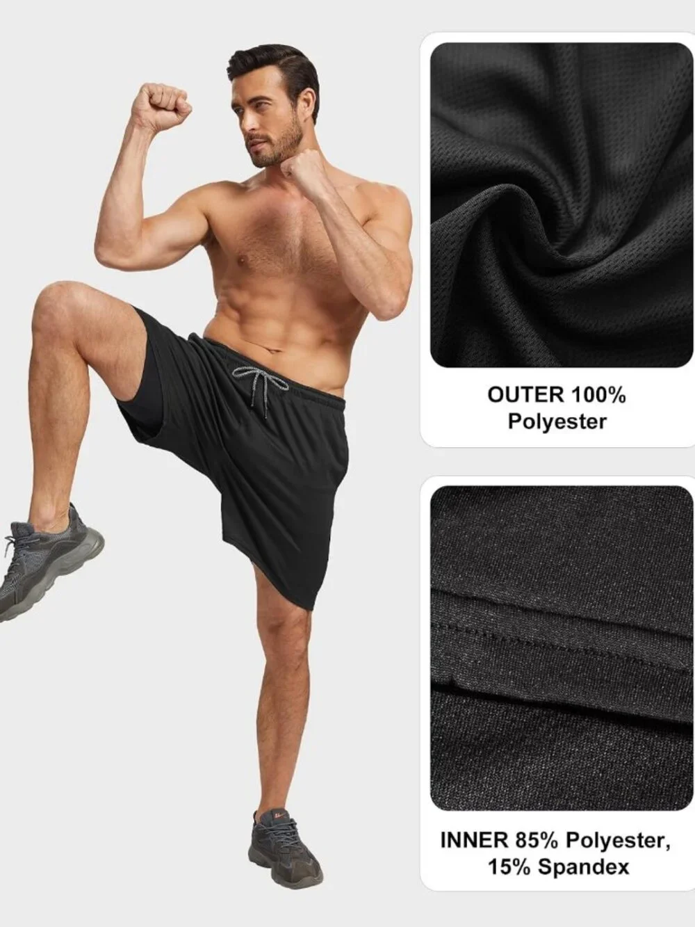 Men's 2-in-1 Running Workout Shorts, 5 Pack, Compression Liner, Activewear